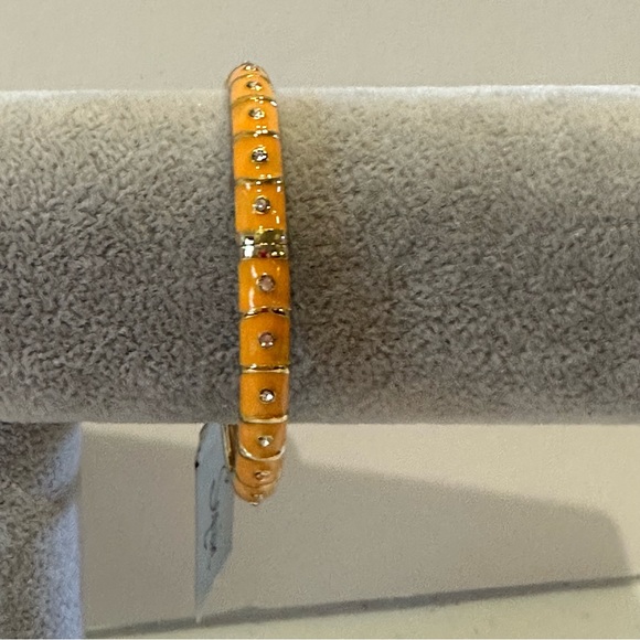 NWT Sequin by Nordstrom Clamper Bangle Bracelet-orange & gold tone & rhinestones - Picture 8 of 12